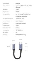 Cáp chuyển đổi Type C sang 3.5mm có chip DAC UGREEN AV161 tương thích nhiều thiết bị, truyền âm thanh Hifi chất lượng cao