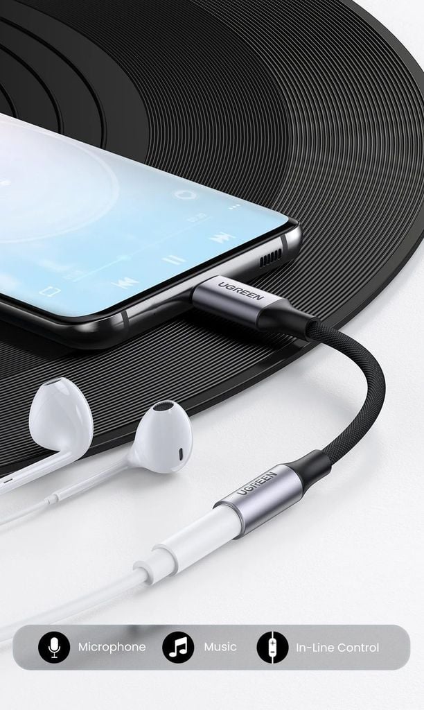 Cáp chuyển đổi Type C sang 3.5mm có chip DAC UGREEN AV161 tương thích nhiều thiết bị, truyền âm thanh Hifi chất lượng cao