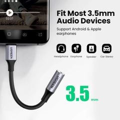 Cáp chuyển đổi Type C sang 3.5mm có chip DAC UGREEN AV161 tương thích nhiều thiết bị, truyền âm thanh Hifi chất lượng cao