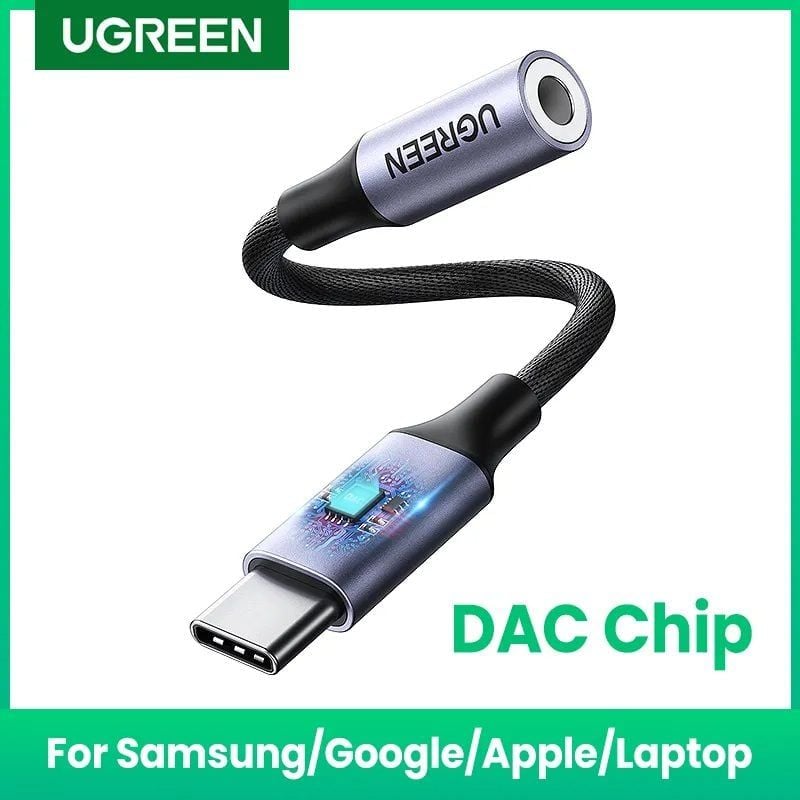 Cáp chuyển đổi Type C sang 3.5mm có chip DAC UGREEN AV161 tương thích nhiều thiết bị, truyền âm thanh Hifi chất lượng cao