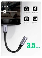 Cáp chuyển đổi Type C sang 3.5mm có chip DAC UGREEN AV161 tương thích nhiều thiết bị, truyền âm thanh Hifi chất lượng cao