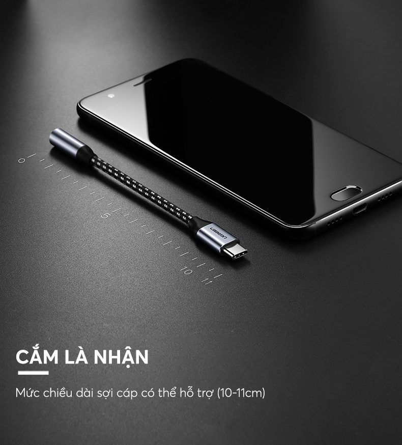 Cáp chuyển Type C sang 3.5mm UGREEN AV142 Không chip DAC
