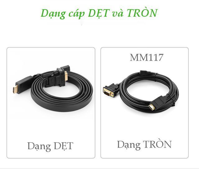 Cáp HDMI sang VGA UGREEN MM117 dài 1.5m