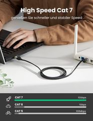Dây cáp mạng CAT7 dẹt UGREEN NW189 đúc sẵn dây bện tốc độ 10Gbps, cáp  U/FTP