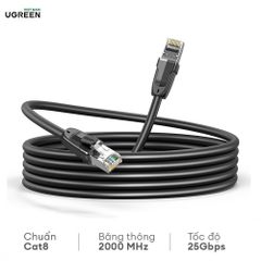 Cáp mạng Cat8 UGREEN NW121 – 2000MHz 25Gbps lõi đồng nguyên chất 24AWG, đầu tiếp mạ vàng