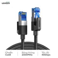 Cáp mạng Cat8 UGREEN NW153 – Chuẩn BASE-T 40Gbps – Đầu đúc sẵn, vỏ bện nylon