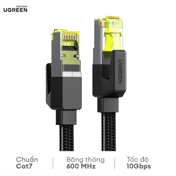Dây cáp mạng CAT7 dẹt UGREEN NW189 đúc sẵn dây bện tốc độ 10Gbps, cáp U/FTP
