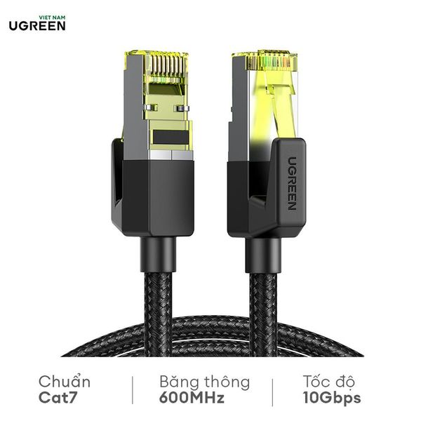 Cáp mạng Cat7 UGREEN NW150 10Gbps, lõi đồng đầu đúc bọc kim loại