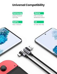 Cáp sạc nhanh type C UGREEN US176 – 2 đầu bẻ góc 90 độ, truyền dữ liệu