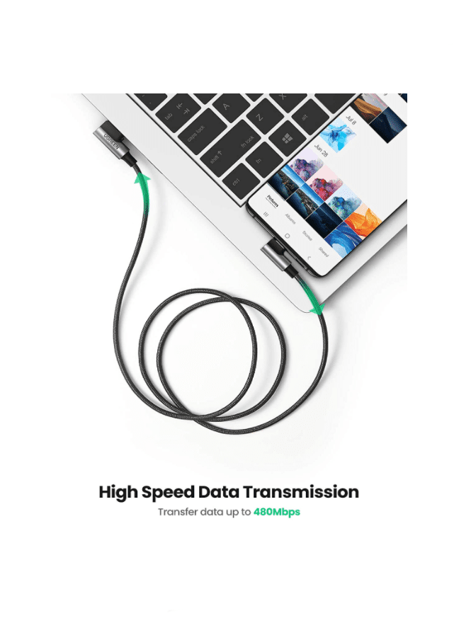 Cáp sạc nhanh type C UGREEN US176 – 2 đầu bẻ góc 90 độ, truyền dữ liệu