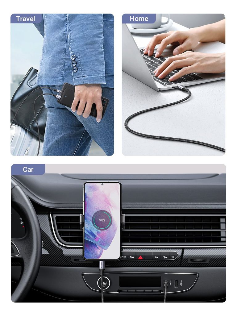 Cáp sạc nhanh Type C UGREEN US288  USB-A 2.0 to USB type C - Mạ Niken, Vỏ Nhôm Bện
