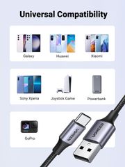 Cáp sạc nhanh Type C UGREEN US288  USB-A 2.0 to USB type C - Mạ Niken, Vỏ Nhôm Bện
