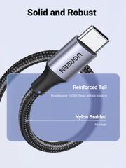 Cáp sạc nhanh Type C UGREEN US288  USB-A 2.0 to USB type C - Mạ Niken, Vỏ Nhôm Bện