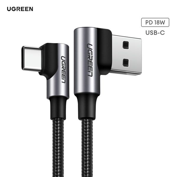 Cáp sạc nhanh type C UGREEN US176 – 2 đầu bẻ góc 90 độ, truyền dữ liệu