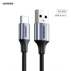 Cáp sạc nhanh Type C UGREEN US288  USB-A 2.0 to USB type C - Mạ Niken, Vỏ Nhôm Bện