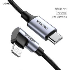 Dây cáp sạc nhanh Lightning type C Ugreen US305 US vuông góc