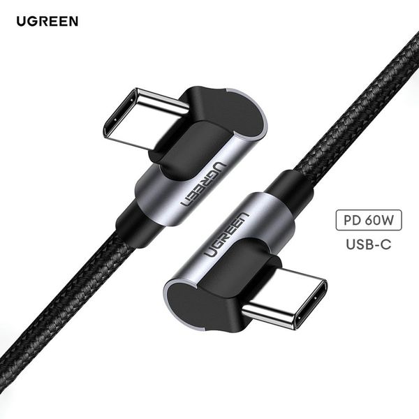 Cáp sạc nhanh Type C to C UGREEN US323 – Sạc nhạnh PD 60W – Đầu vuông góc chống gập gãy