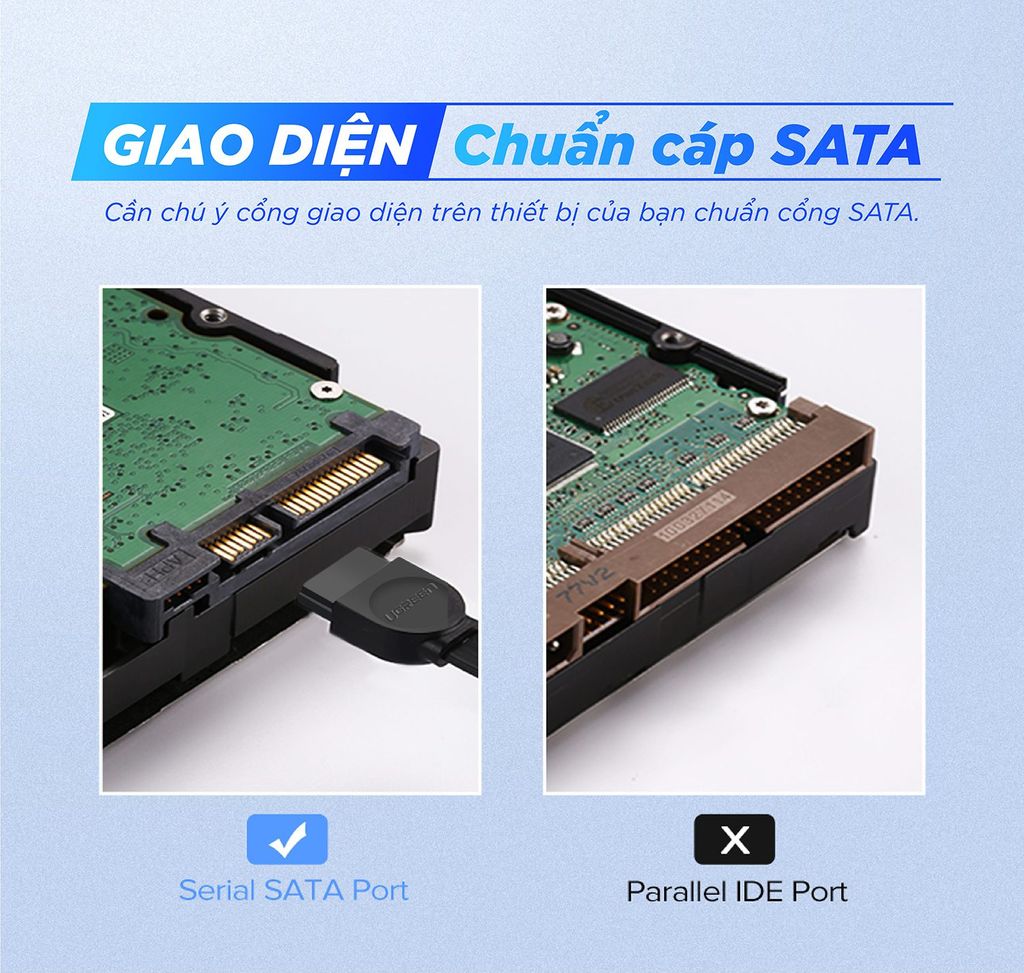 Cáp SATA 3.0 truyền tốc độ cao 6Gb/s dài 0.5m UGREEN US217
