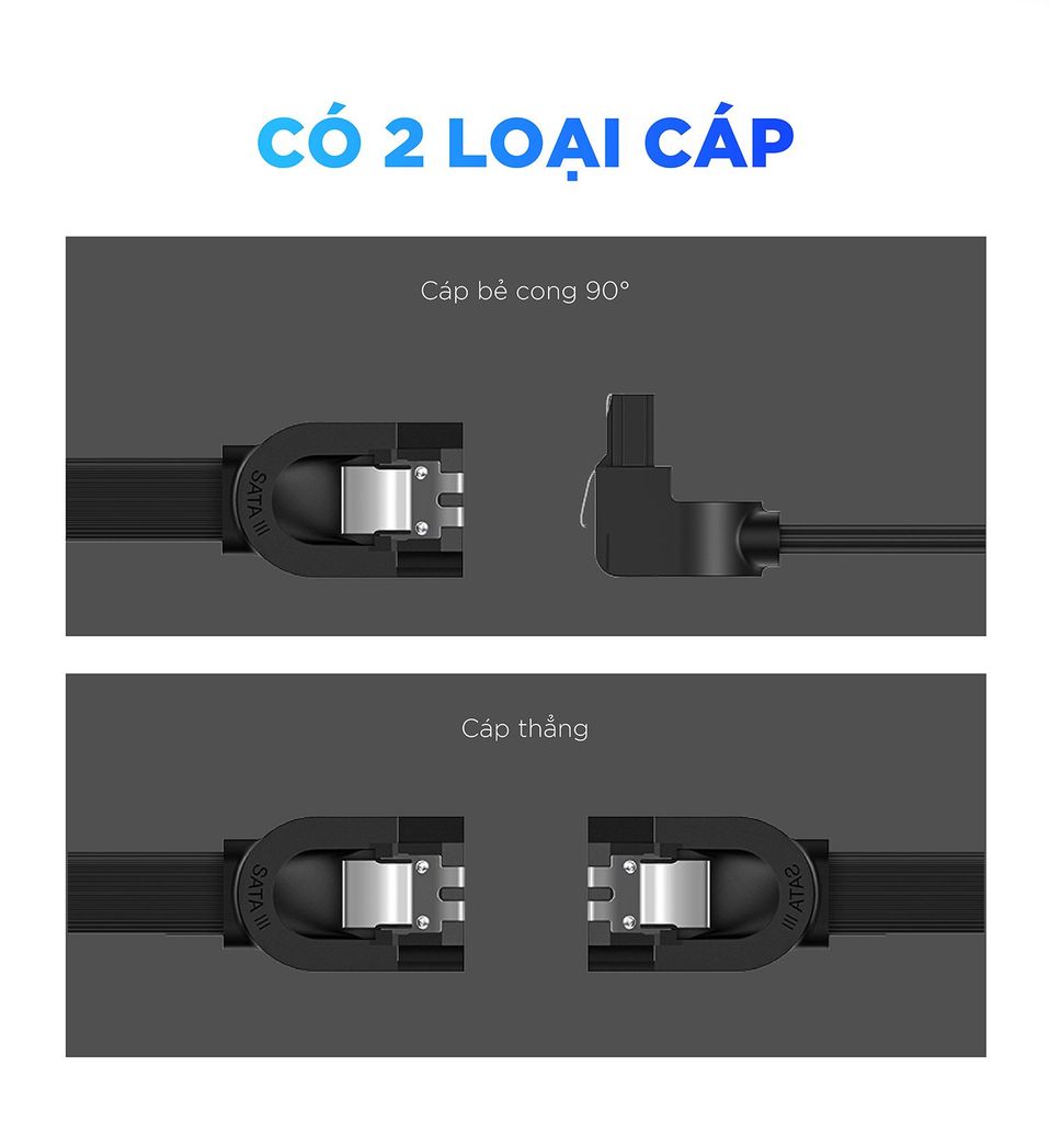 Cáp SATA 3.0 truyền tốc độ cao 6Gb/s dài 0.5m UGREEN US217