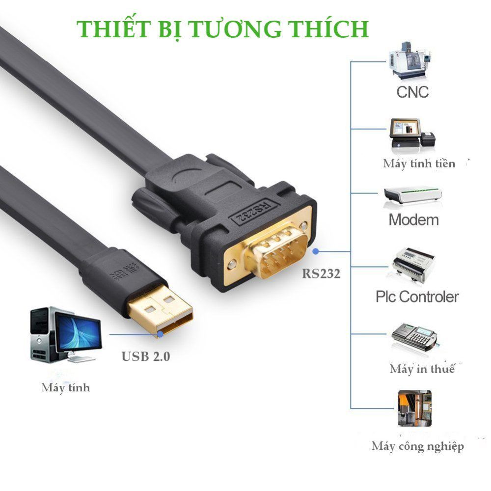 Cáp lập trình cổng COM USB 2.0 RS232 UGREEN CR107