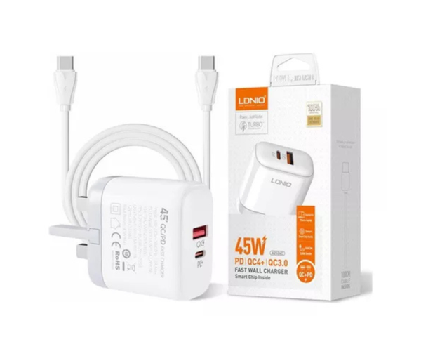 Cục sạc 45W USB+Type-C+Cáp USB->Type-C 
A2526C LDNIO