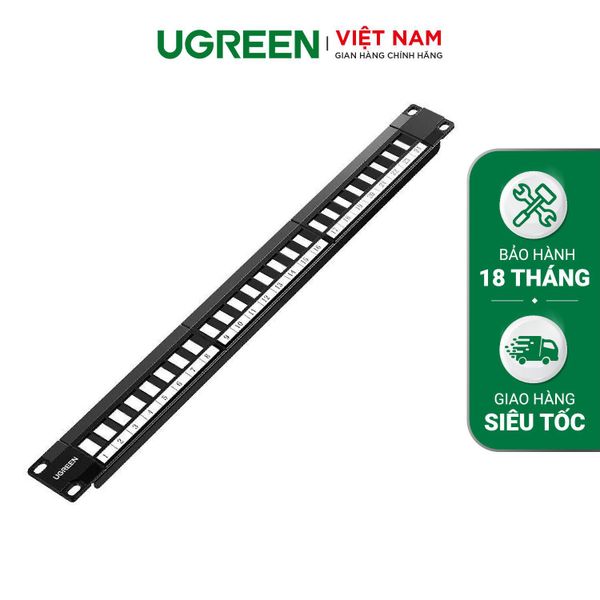 Thanh Patch Panel Utp Ethernet Cat5E và Cat6 24 cổng kim loại UGREEN NW154 80445 – Áp dụng cho tủ 19U