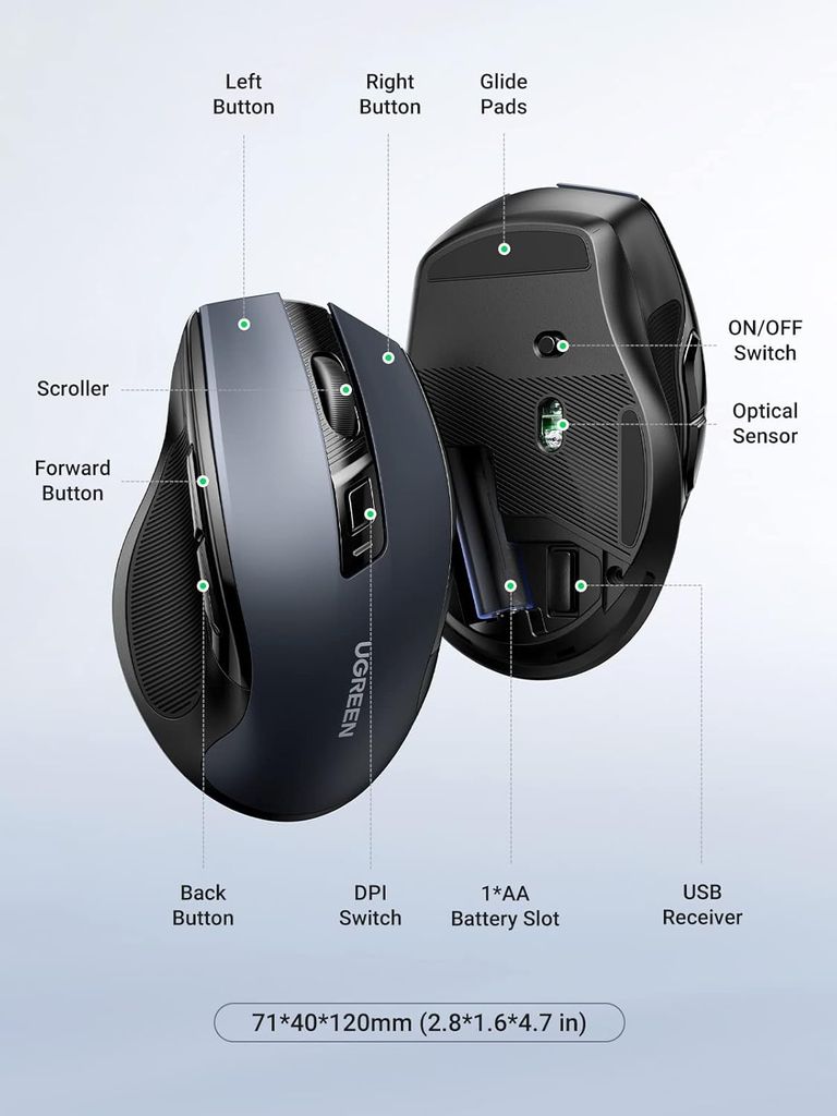 Chuột máy tính Bluetooth công thái học Ugreen MU006