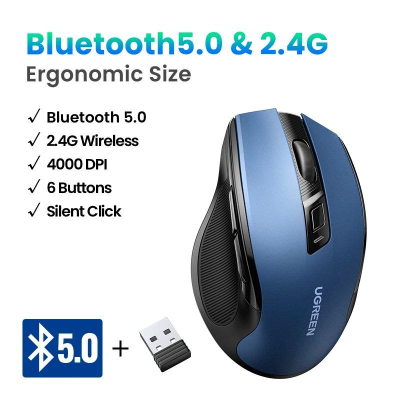 Chuột máy tính Bluetooth công thái học Ugreen MU006