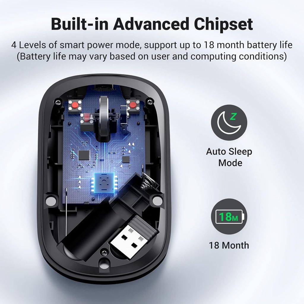 Chuột Máy Tính Bluetooth Ugreen MU001 – Hỗ Trợ Kết Nối USB 2.4G  4 mức DPI, nút nút bấm Silent