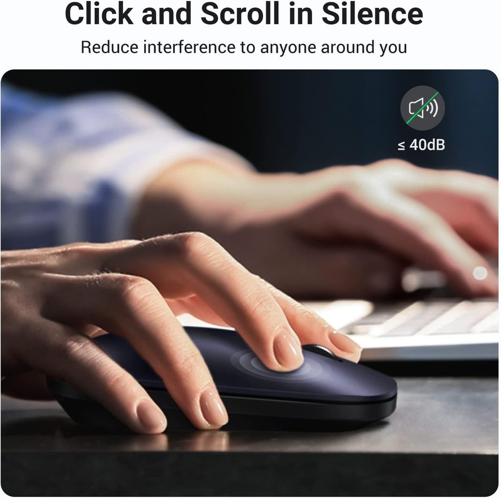 Chuột Máy Tính Bluetooth Ugreen MU001 – Hỗ Trợ Kết Nối USB 2.4G  4 mức DPI, nút nút bấm Silent