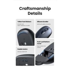 Chuột máy tính không dây silent công thái học UGREEN MU105  4 mức điều chỉnh DPI, siêu êm, 2.4G