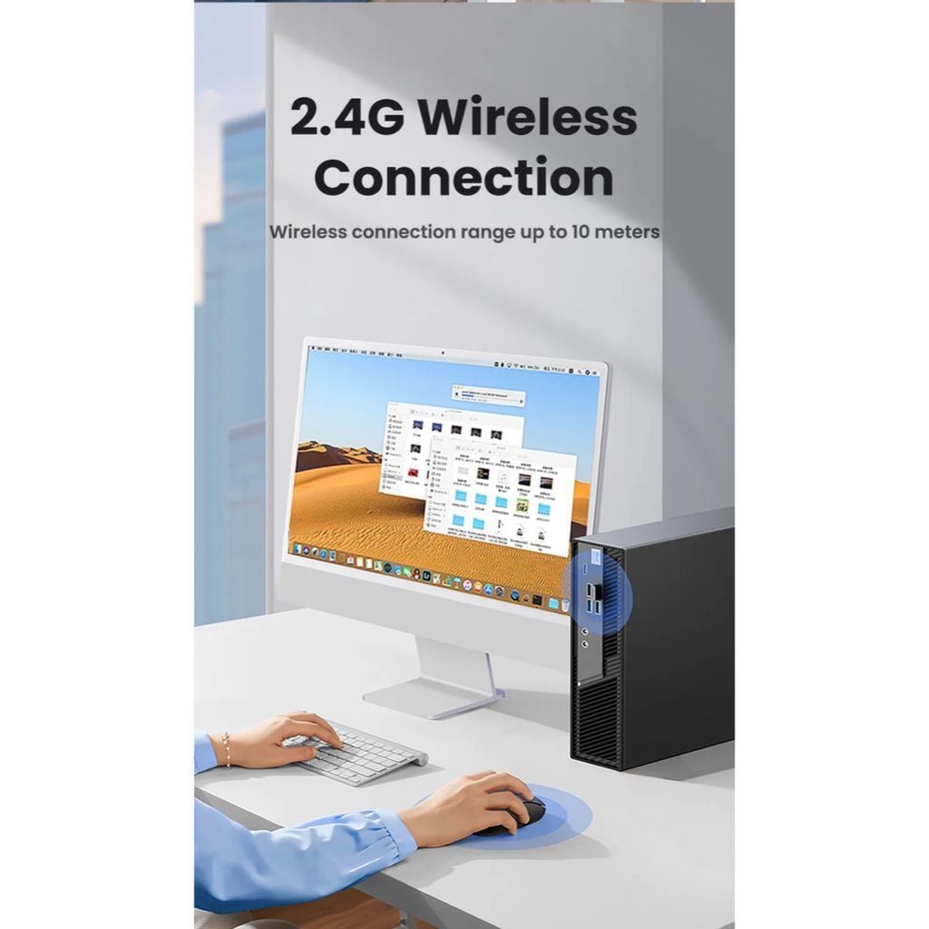 Chuột máy tính không dây silent công thái học UGREEN MU105  4 mức điều chỉnh DPI, siêu êm, 2.4G