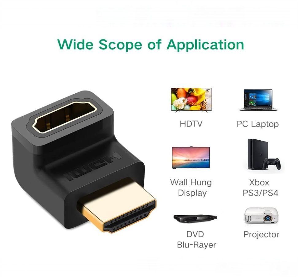 Đầu nối cổng HDMI male sang HDMI female vuông góc 90 độ (BẺ LÊN) UGREEN 20110