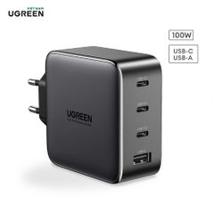 Củ sạc nhanh type C UGREEN CD226 GaN 100W chân dẹt 100W, 3USB-C, 1USB-A sạc nhanh đồng thời 4 cổng