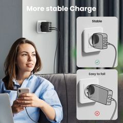 Củ sạc nhanh type C UGREEN CD226 GaN 100W chân dẹt 100W, 3USB-C, 1USB-A sạc nhanh đồng thời 4 cổng