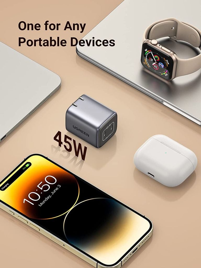 Củ sạc nhanh Ugreen 45W CD294 chân dẹt