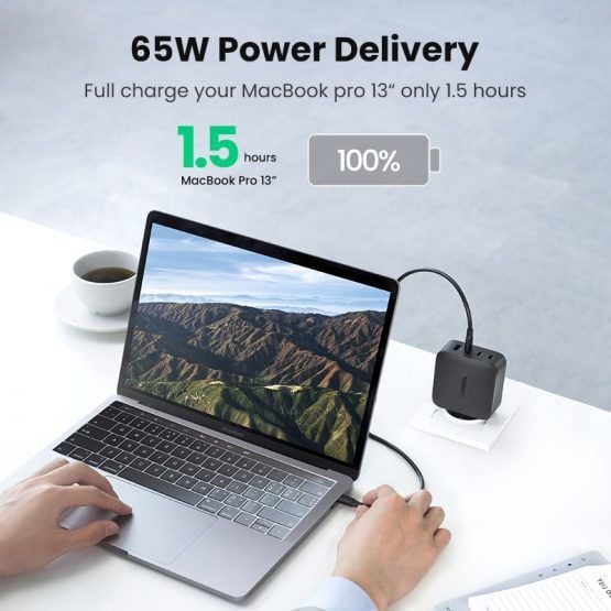 Củ sạc nhanh 65W GaN UGREEN CD224  3 cổng USB-C, 1 cổng USB-A
