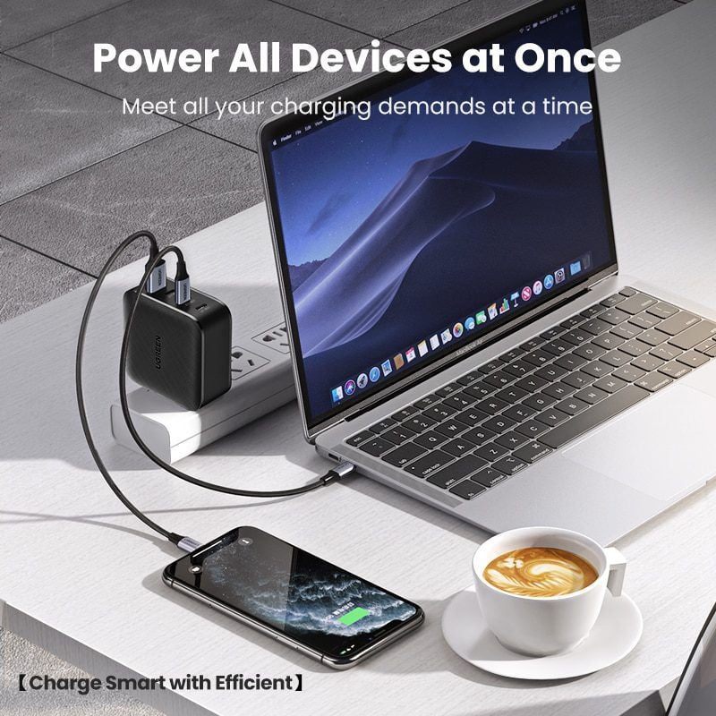 Củ sạc nhanh 65W GaN UGREEN CD224  3 cổng USB-C, 1 cổng USB-A