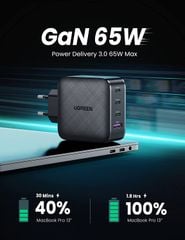 Củ sạc nhanh 65W GaN UGREEN CD224  3 cổng USB-C, 1 cổng USB-A
