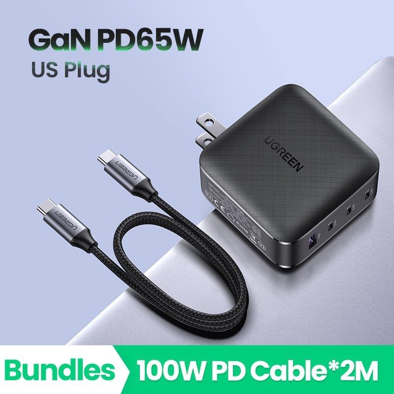 Củ sạc nhanh 65W GaN UGREEN CD224  3 cổng USB-C, 1 cổng USB-A