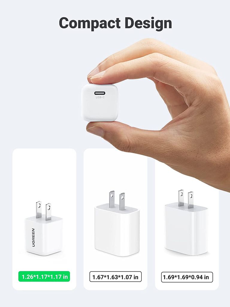 Củ sạc nhanh Type C 20W UGREEN 10219 nhỏ gọn nhỏ gọn, sạc nhanh đầu USB-C