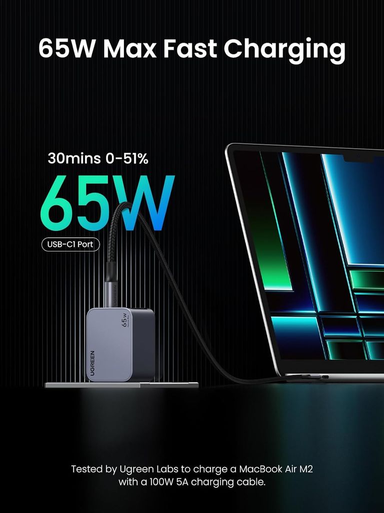 Củ sạc Type C 65W Nexode Pro UGREEN X755 2 cổng Type C, 1 cổng USB-A