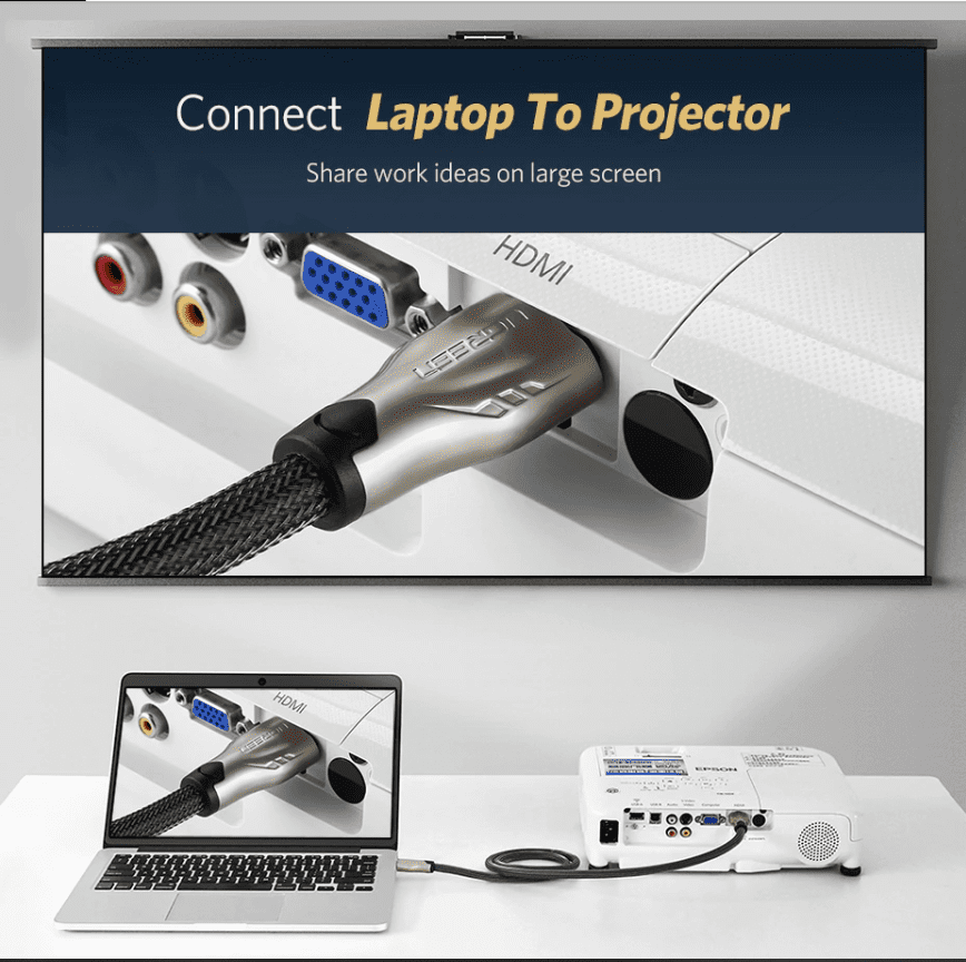 Dây cáp HDMI 2.0 4K60Hz UGREEN HD102 thuần đồng 19+1, đầu hợp kim, cáp dạng dẹt và dạng tròn vỏ bọc lưới, dài 1m 1.5m 2m 3m – Tương thích với SmartTV, đầu DVD, Set top box, máy chiếu