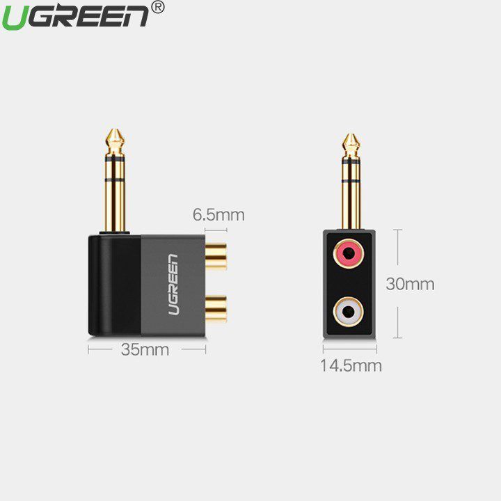 Đầu chuyển đổi âm thanh UGREEN 40846 – 6.5mm ra RCA (Hoa sen)