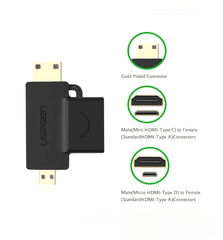 Đầu chuyển HDMI sang Mini HDMI và Micro HDMI UGREEN HD129