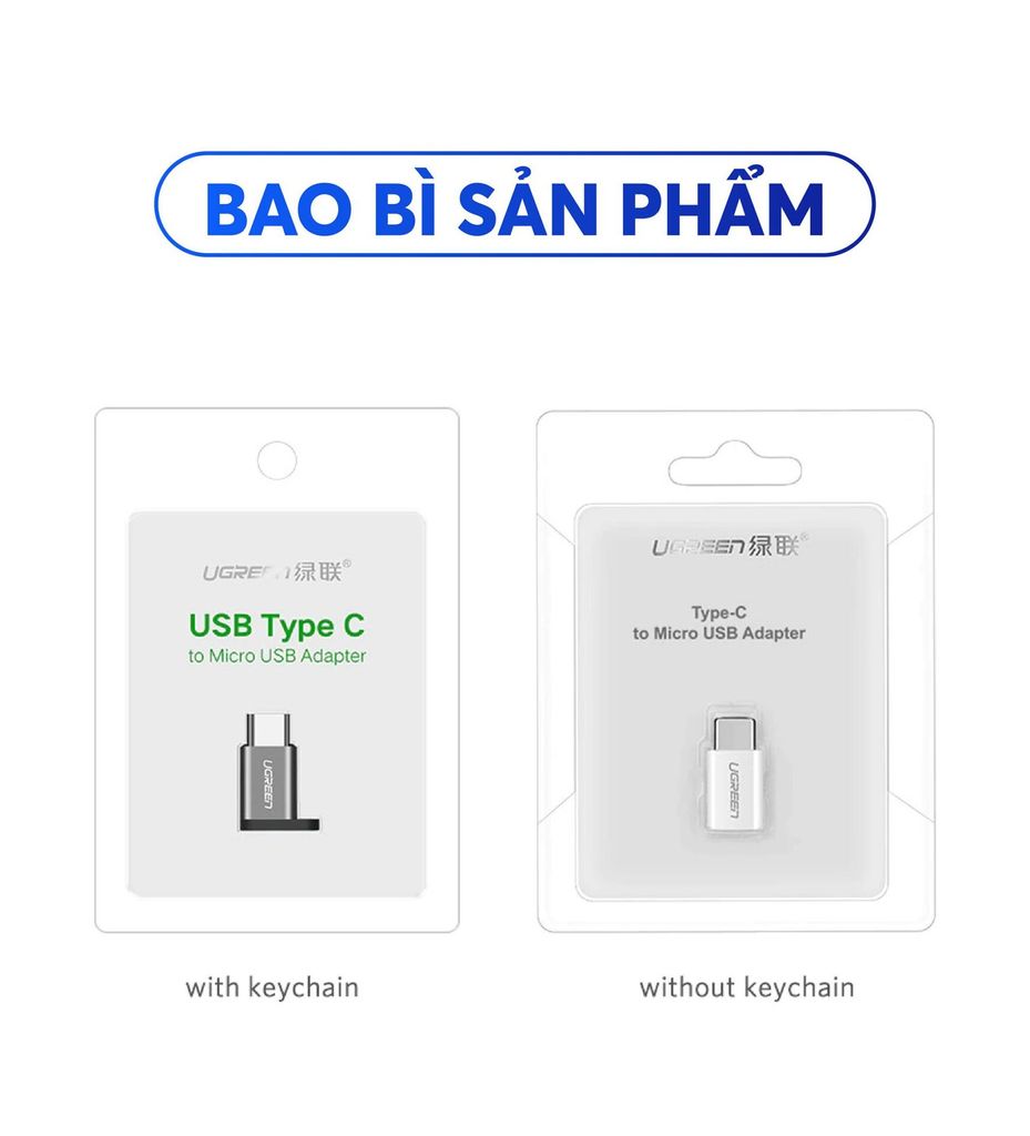 Đầu chuyển Micro USB cái sang USB-Type C  UGREEN US189