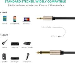 Dây âm thanh 3.5mm đực sang 6.5mm mạ vàng 24k cao cấp UGREEN AV127
