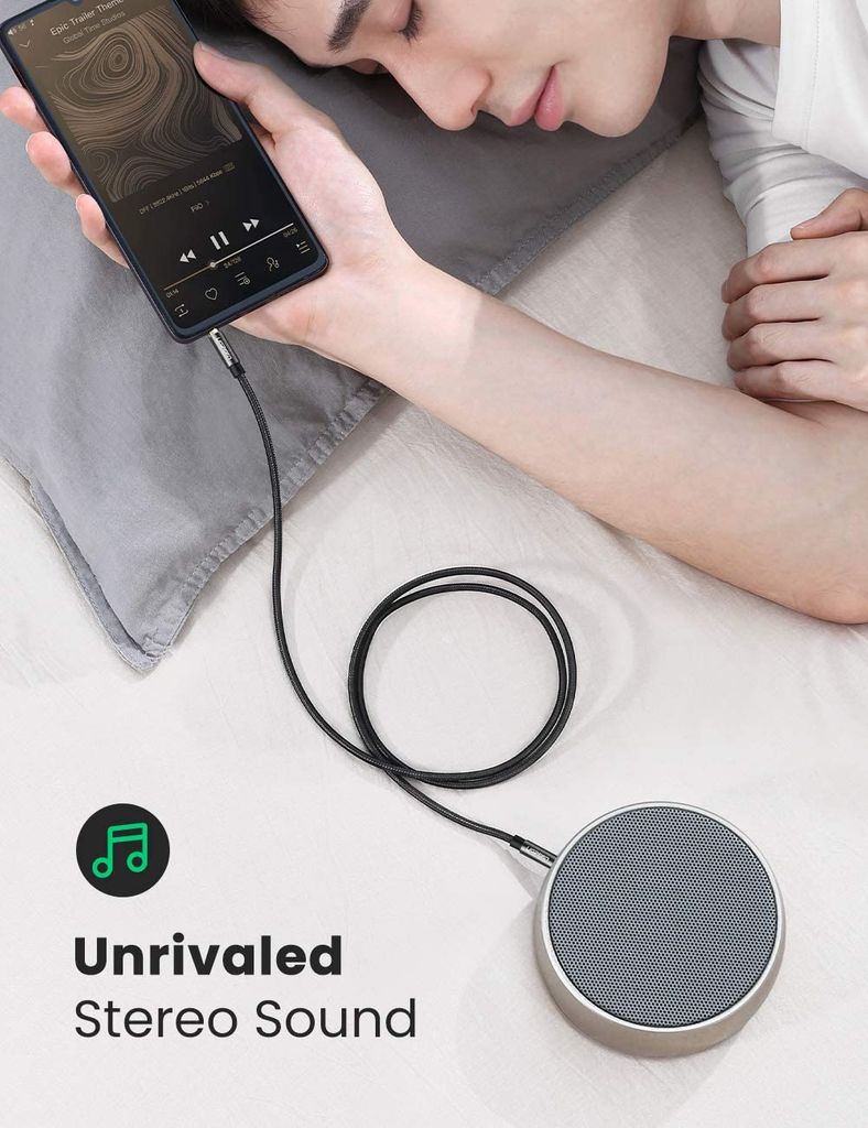 Dây âm thanh 3.5mm UGREEN AV112 Vỏ bện vải sợi tổng hợp dài từ 0.5-5m