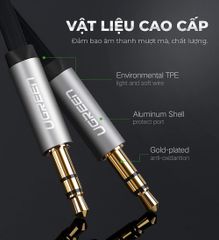 Dây Audio 3.5mm dẹt 1 đầu vuông 90 độ TPE UGREEN AV119