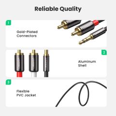 Dây Audio 3.5mm ra 2 đầu RCA (Hoa sen) dài 2M UGREEN AV116 – 10584